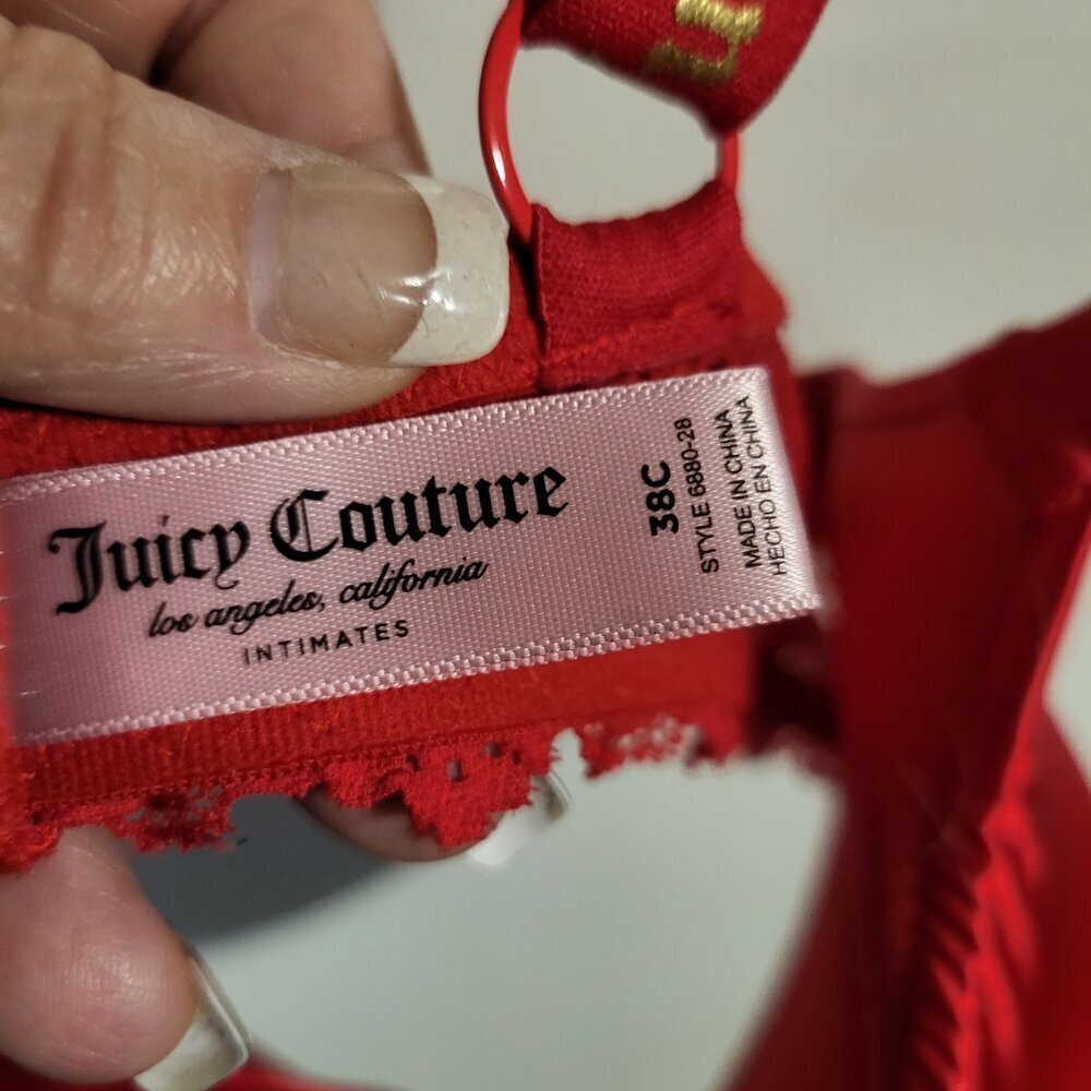 RED BLING JUICY COUTURE PUSH UP BRA SZ 38C - Picture 3 of 9